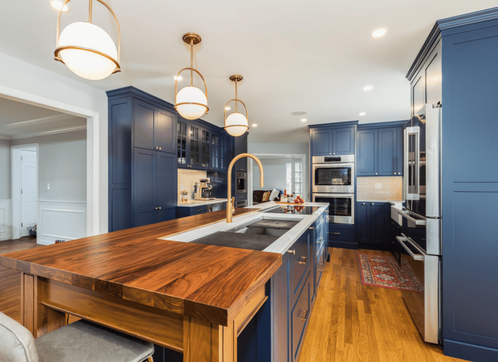 navy kitchen cabinets