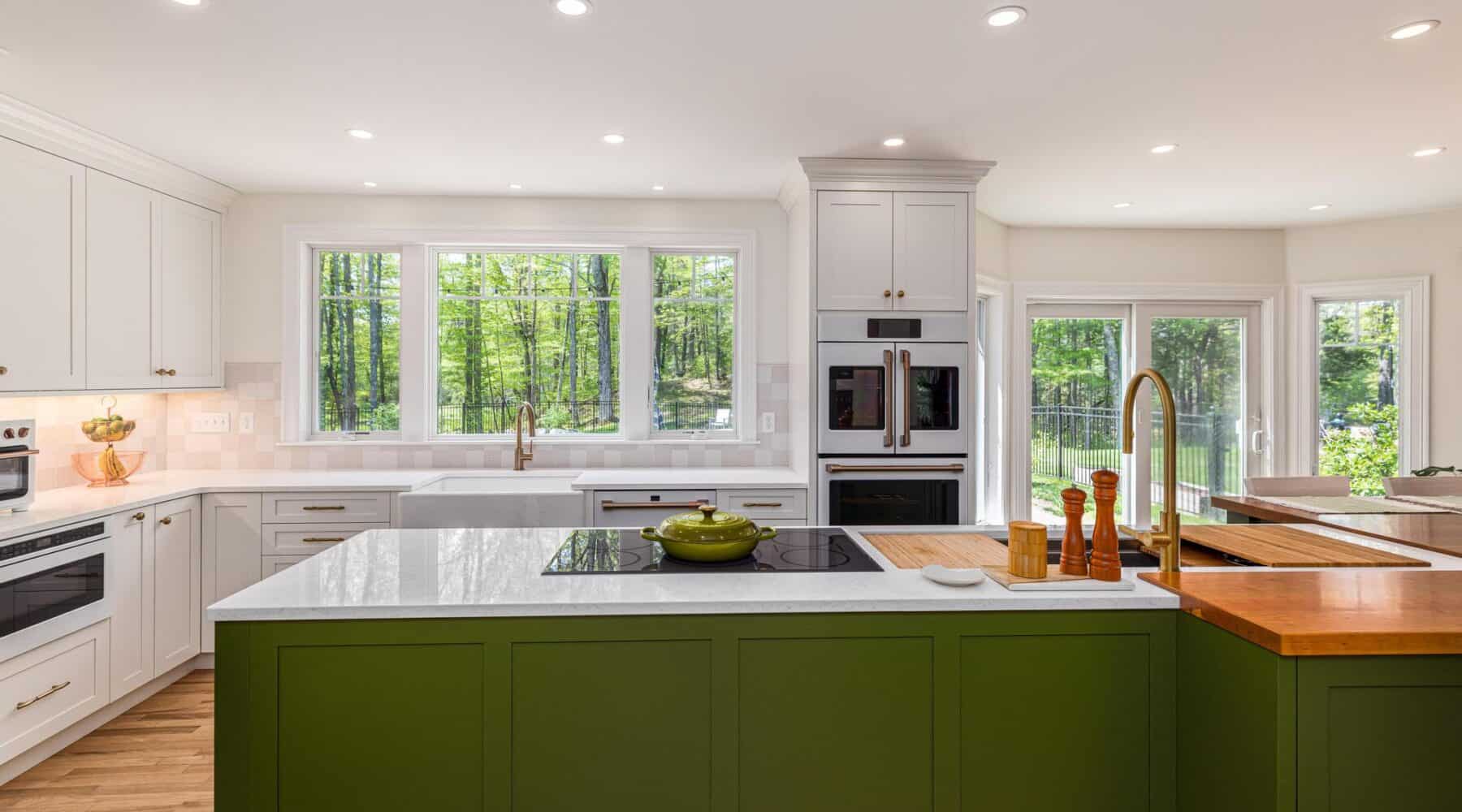 green kitchen island remodel