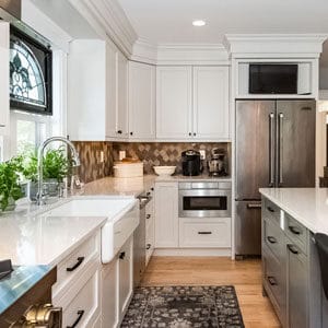 Bright kitchen with white cabinetry